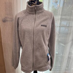 Columbia Women's Light Gray Full-Zip Teddy Fleece Jacket